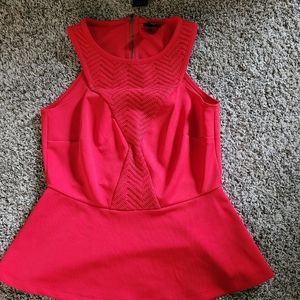 Red petite sleeveless peplum top